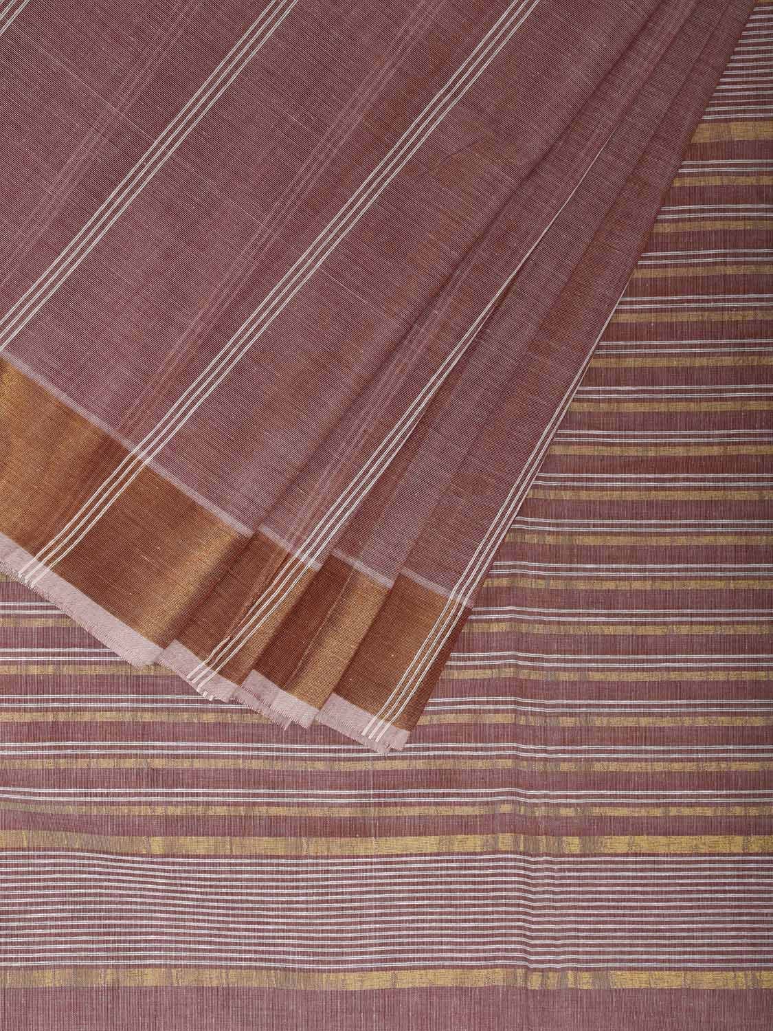 Light Peach Venkatagiri Cotton Saree with Stips Design v0104