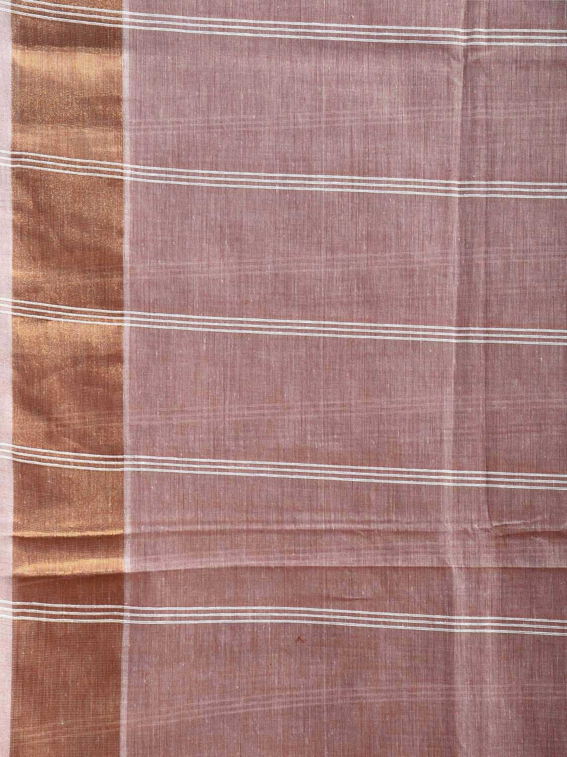Light Peach Venkatagiri Cotton Saree with Stips Design v0104
