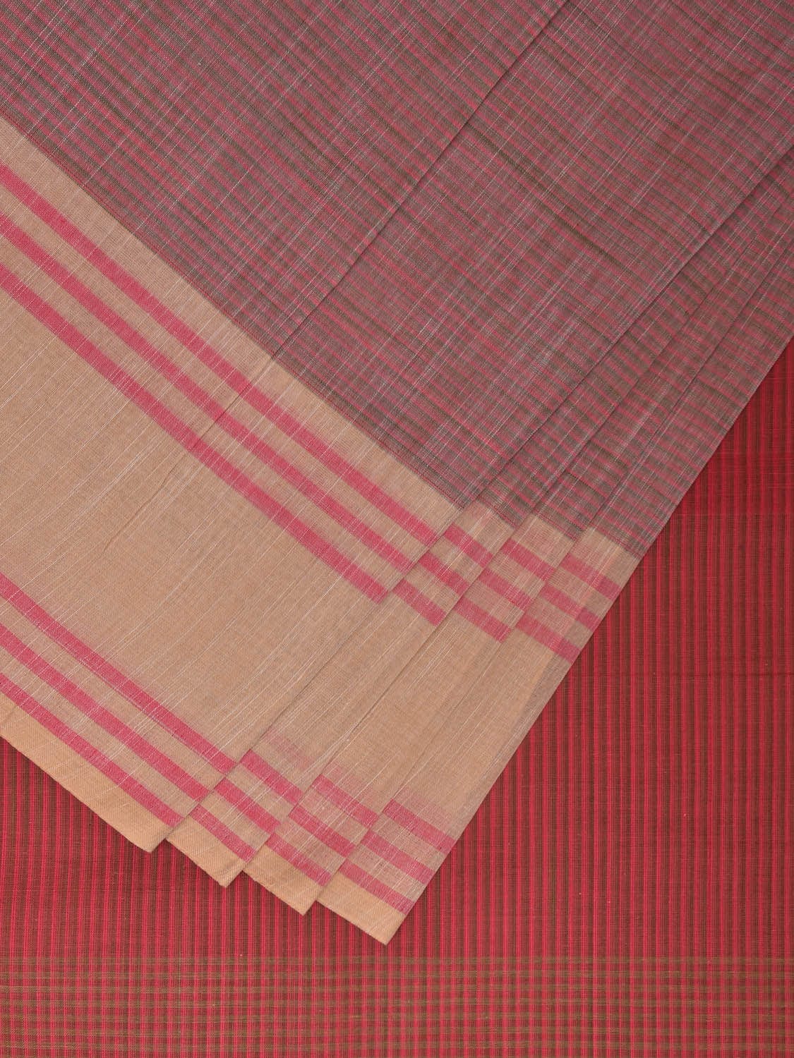 Light Pink Kanchipuram Cotton Handloom Saree with Strips Design k0556