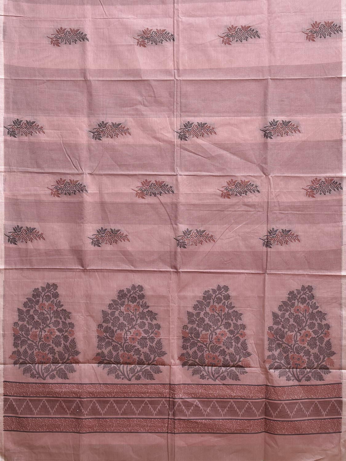 Light Pink Kanchipuram Cotton Saree with Floral Buta and Pallu Design k0850