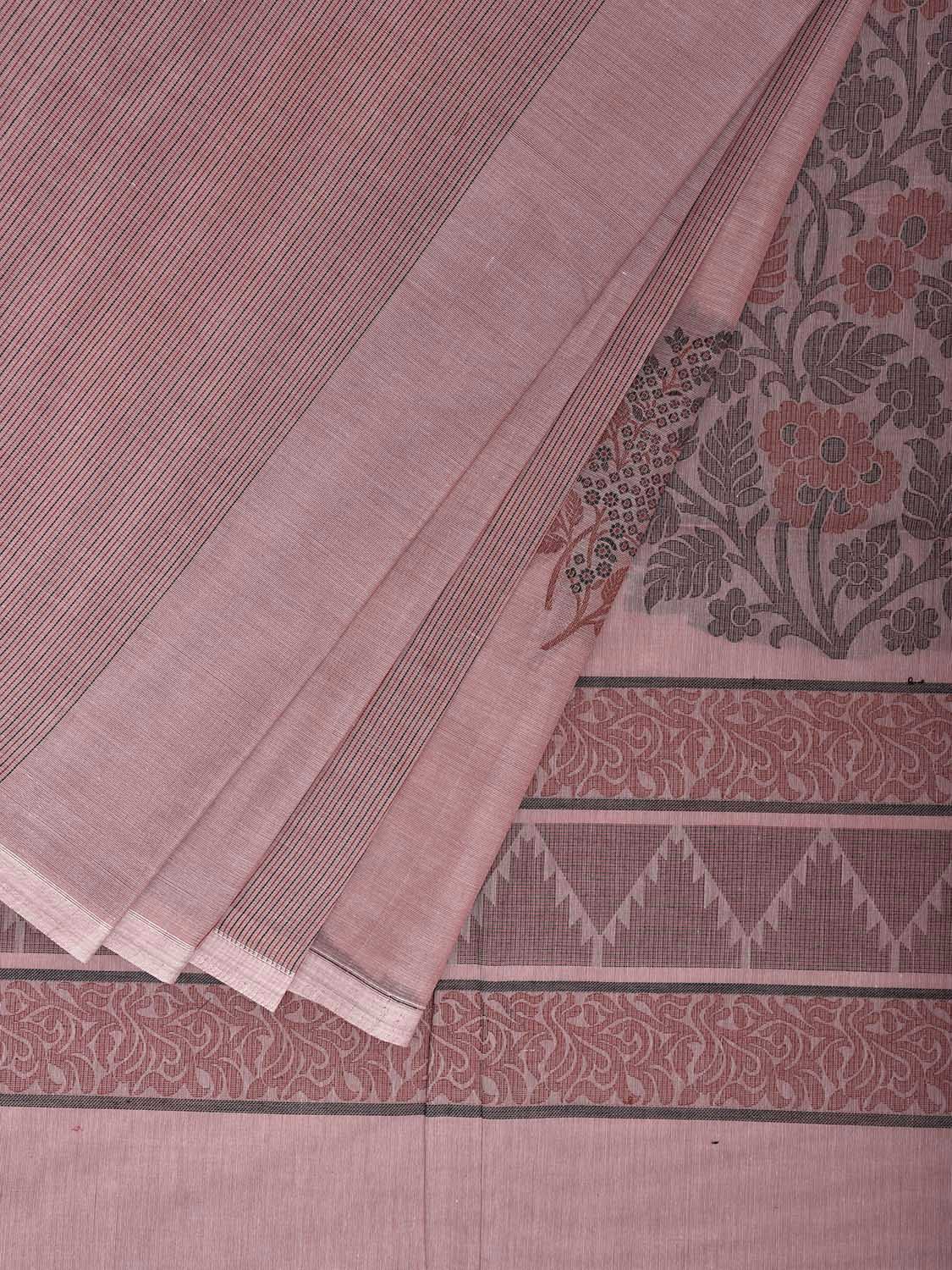 Light Pink Kanchipuram Cotton Saree with Floral Buta and Pallu Design k0850