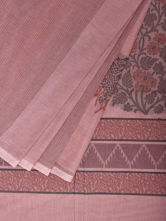 Light Pink Kanchipuram Cotton Saree with Floral Buta and Pallu Design k0850