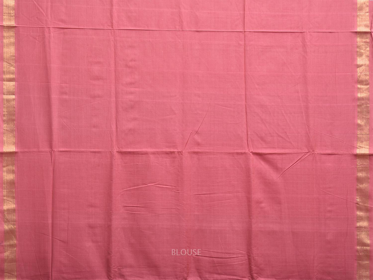 Light Pink Khadi Cotton Handloom Plain Saree with Zari Strips Pallu Design kh0716