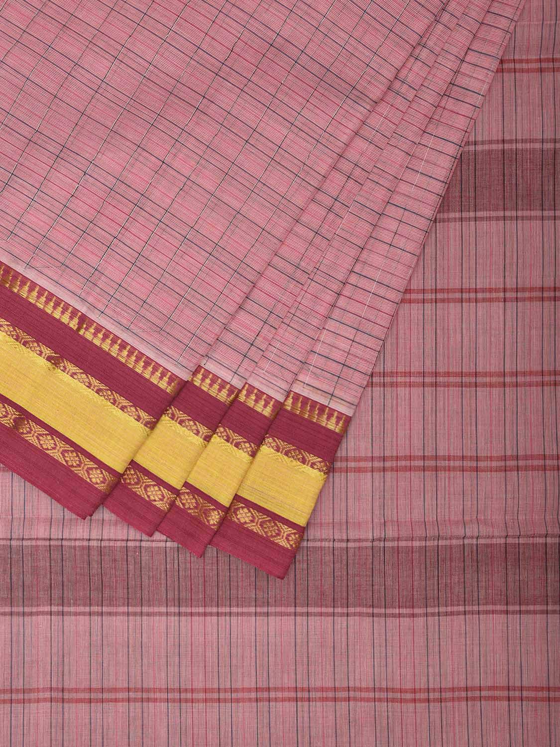 Light Pink Narayanpet Cotton Saree with Strips Pallu Design No Blouse np1081