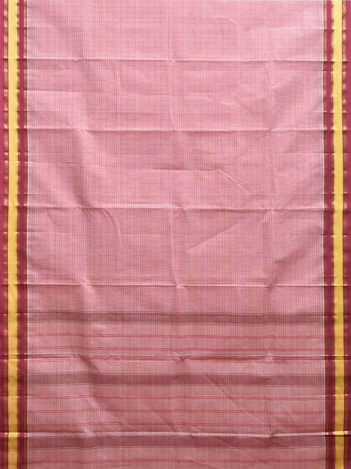 Light Pink Narayanpet Cotton Saree with Strips Pallu Design No Blouse np1081