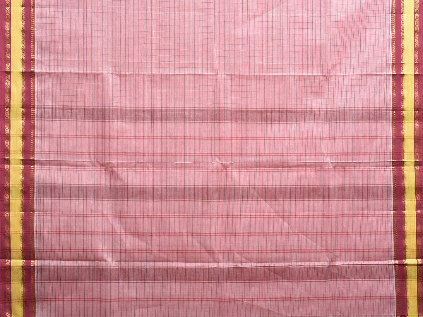 Light Pink Narayanpet Cotton Saree with Strips Pallu Design No Blouse np1081