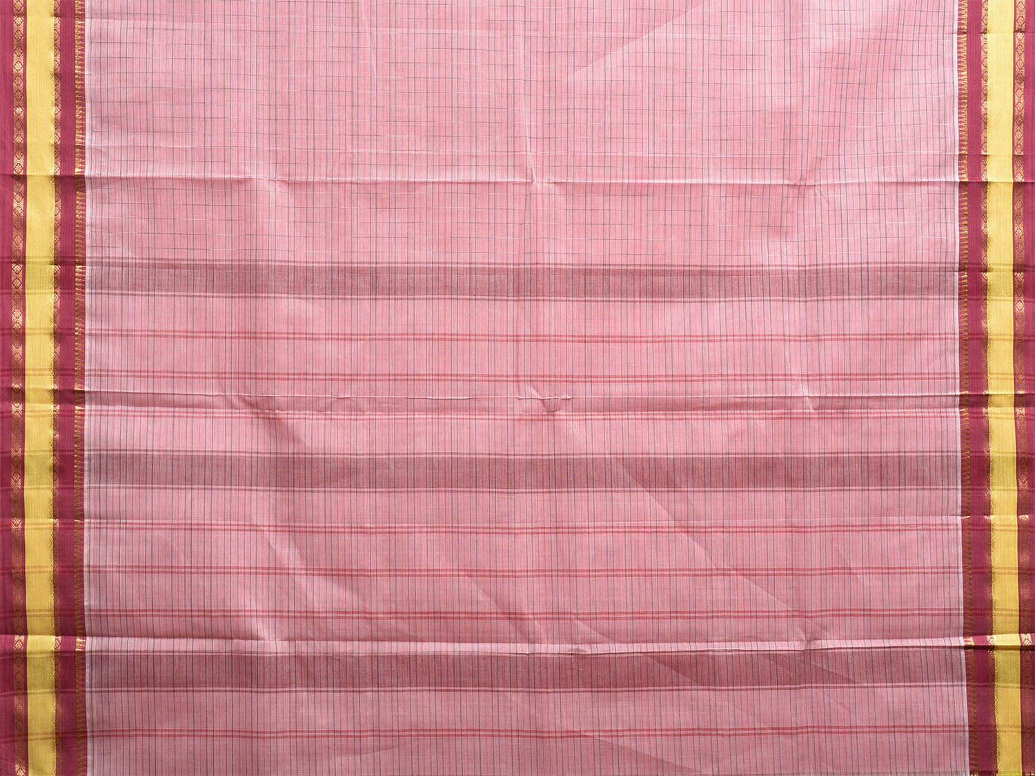 Light Pink Narayanpet Cotton Saree with Strips Pallu Design No Blouse np1081