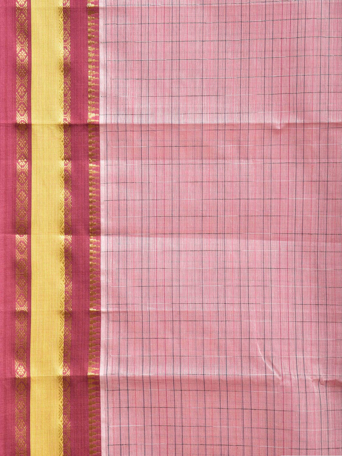 Light Pink Narayanpet Cotton Saree with Strips Pallu Design No Blouse np1081