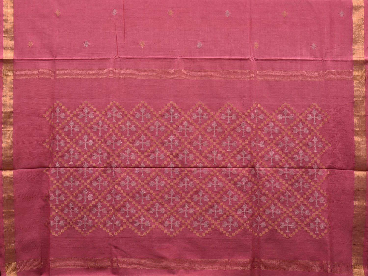 Light Pink Uppada Cotton Handloom Saree with Jamdani Pallu Design u1845