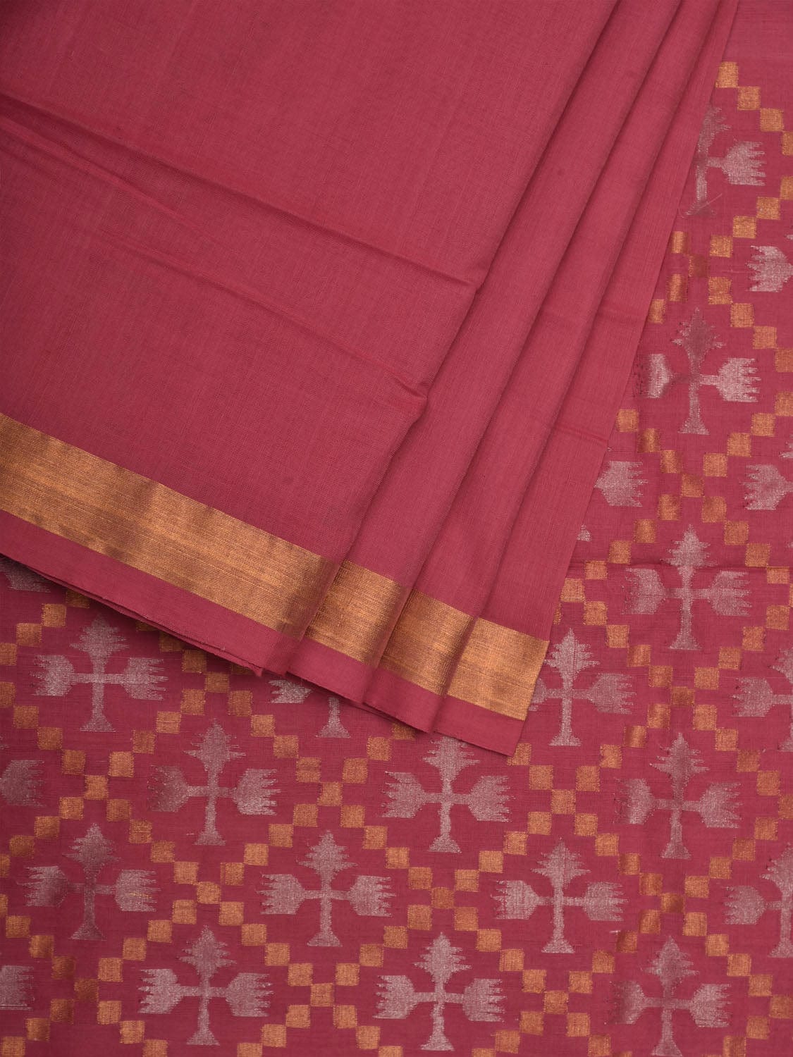 Light Pink Uppada Cotton Handloom Saree with Jamdani Pallu Design u1845