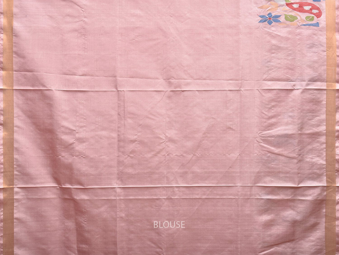 Light Pink Uppada Silk Handloom Saree with One Side Peacocks Border Design u2307