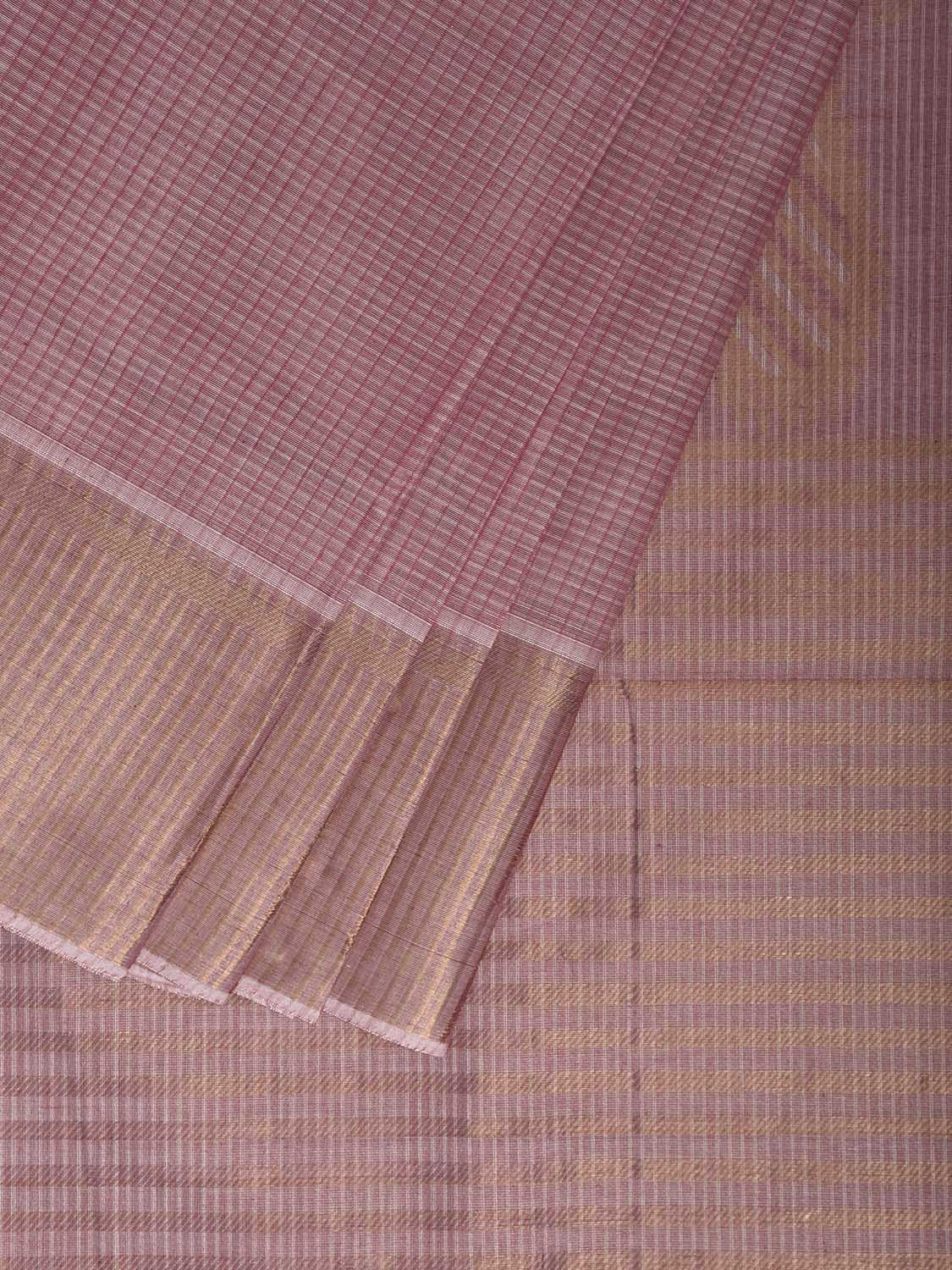 Light Pink Venkatagiri Cotton Saree with Strips and Mango Pallu Design v0126