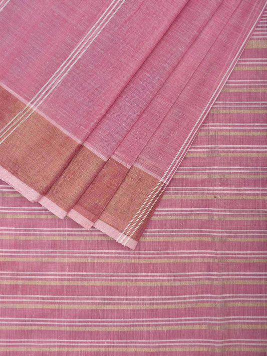 Light Pink Venkatagiri Cotton Saree with Strips Body and Pallu Design v0099