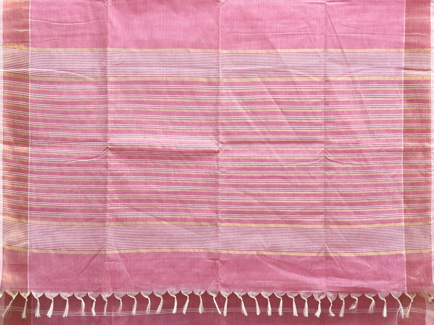 Light Pink Venkatagiri Cotton Saree with Strips Body and Pallu Design v0099
