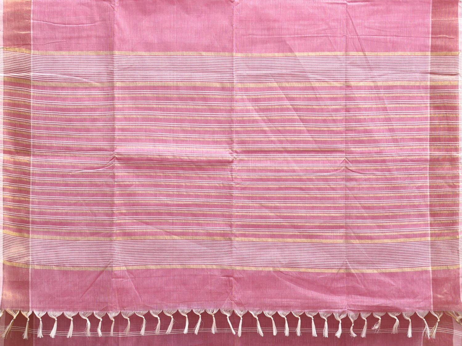 Light Pink Venkatagiri Cotton Saree with Strips Body and Pallu Design v0099