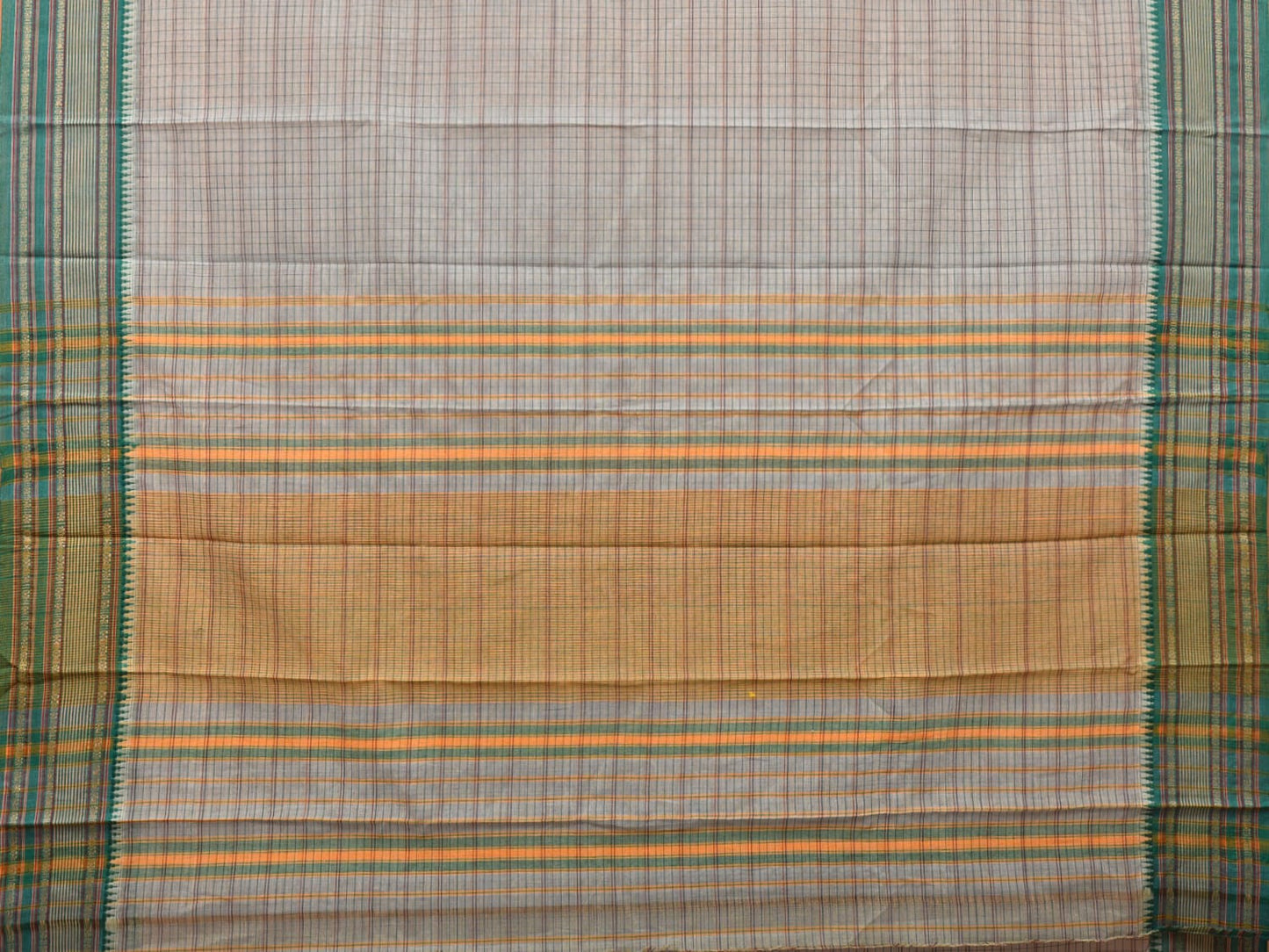 Light Sea Green Narayanpet Cotton Handloom Saree with Strips Design No Blouse np0696