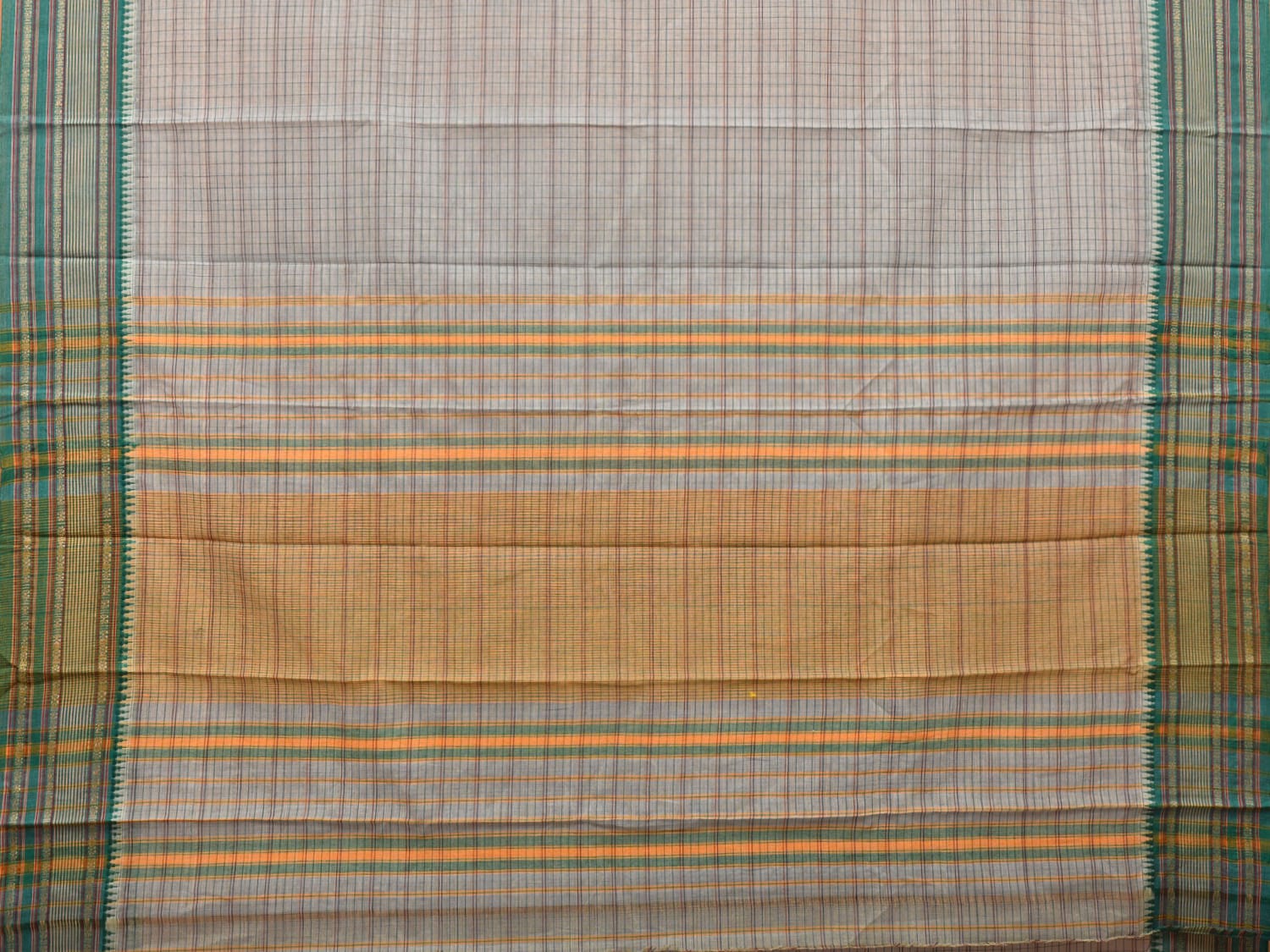 Light Sea Green Narayanpet Cotton Handloom Saree with Strips Design No Blouse np0696