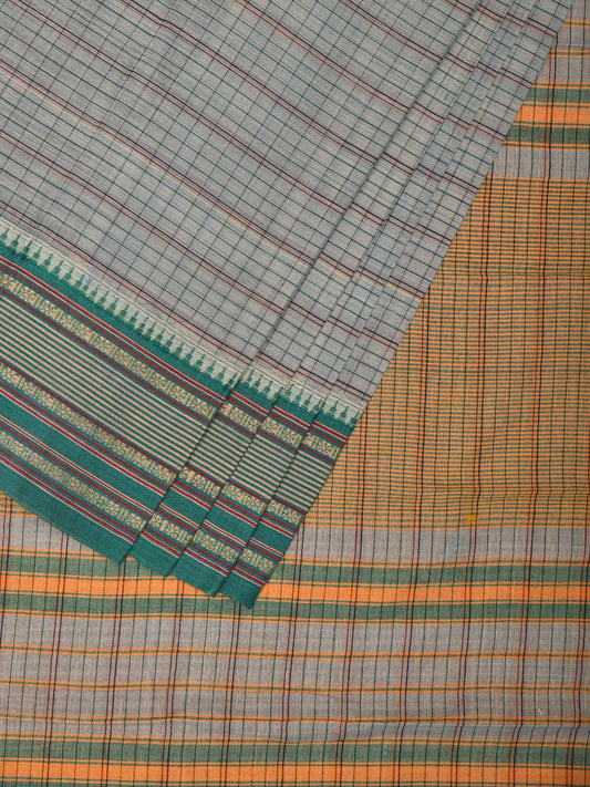 Light Sea Green Narayanpet Cotton Handloom Saree with Strips Design No Blouse np0696