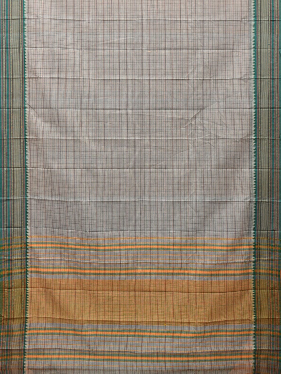 Light Sea Green Narayanpet Cotton Handloom Saree with Strips Design No Blouse np0696