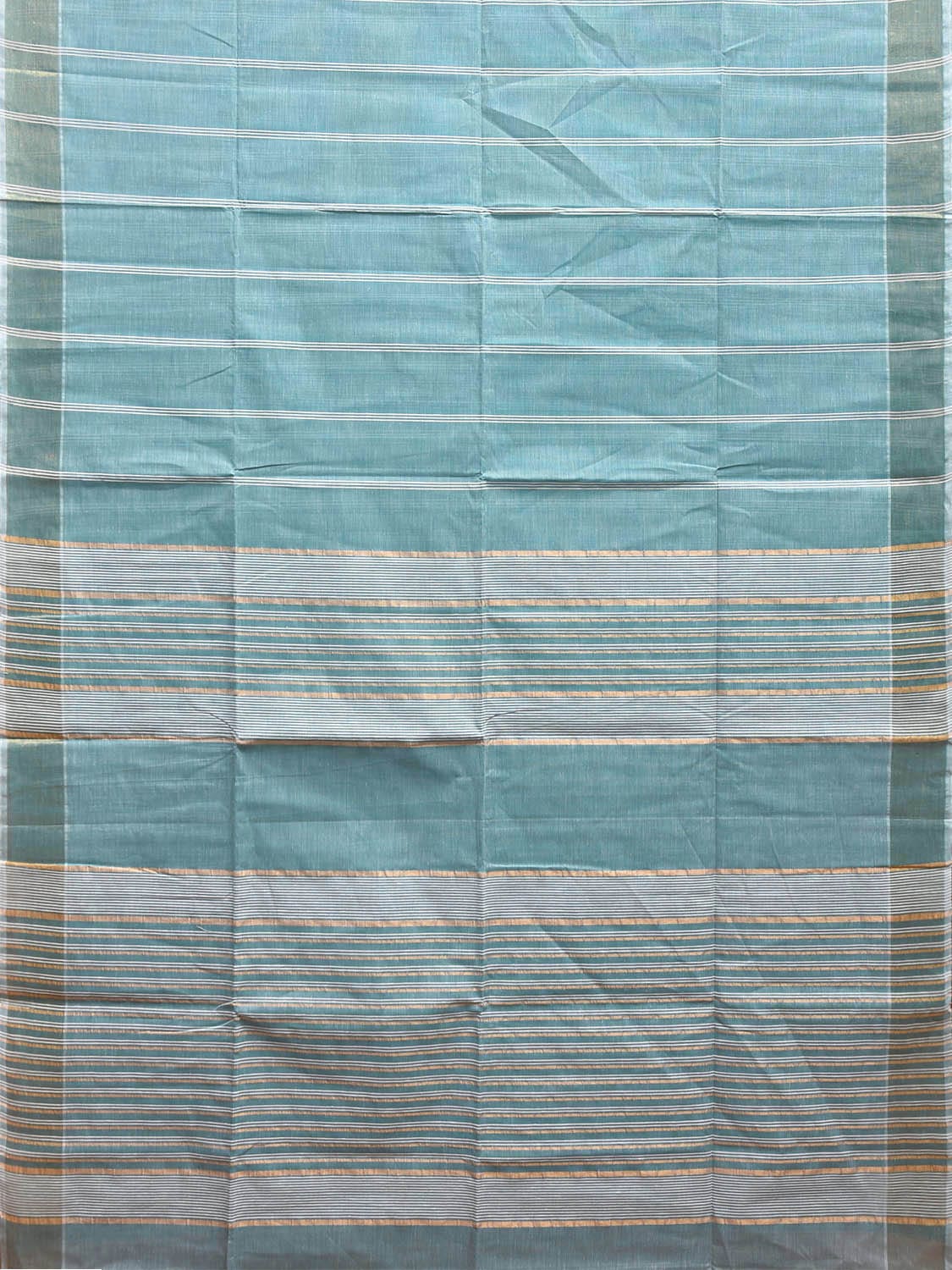 Light Turquoise Venkatagiri Cotton Saree with Strips Body and Pallu Design v0100