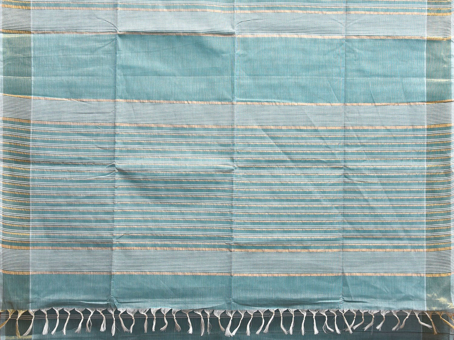 Light Turquoise Venkatagiri Cotton Saree with Strips Body and Pallu Design v0100