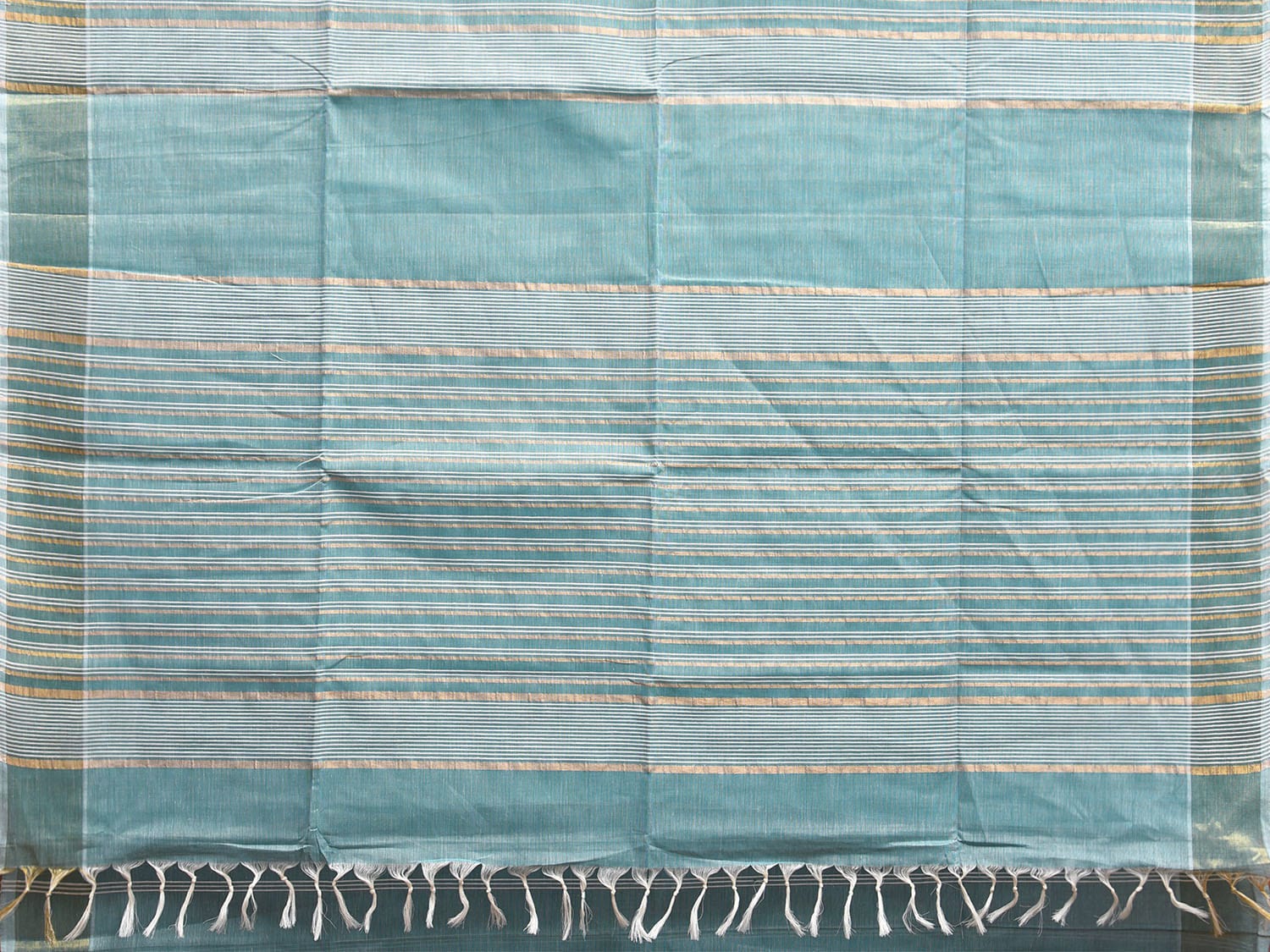 Light Turquoise Venkatagiri Cotton Saree with Strips Body and Pallu Design v0100