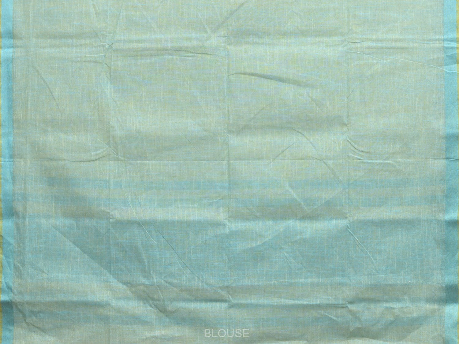 Light Yellow and Blue Kanchipuram Cotton Handloom Plain Saree with Strips Pallu Design k0587