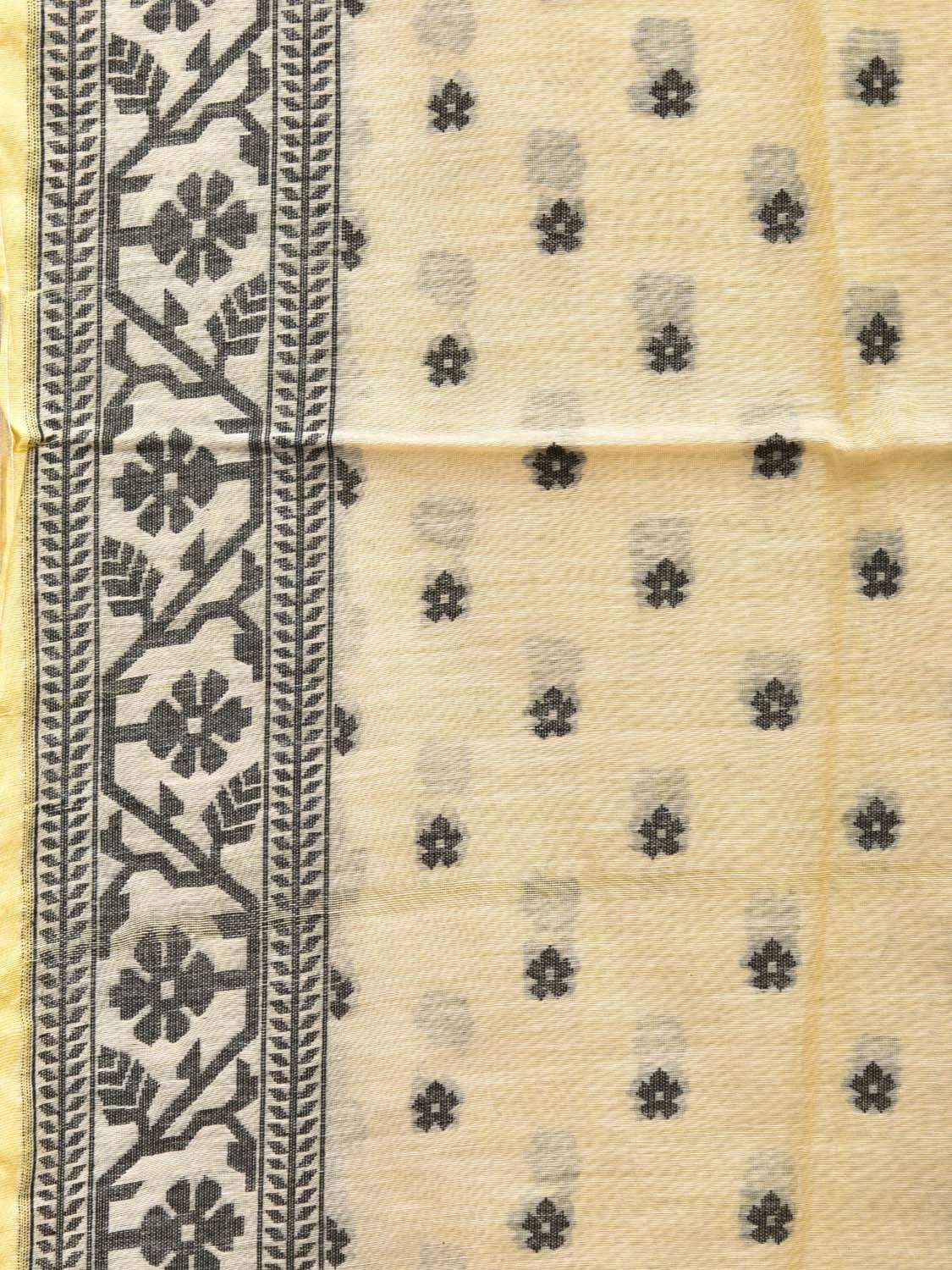 Light Yellow Banaras Cotton Handloom Saree with Border Design b0291