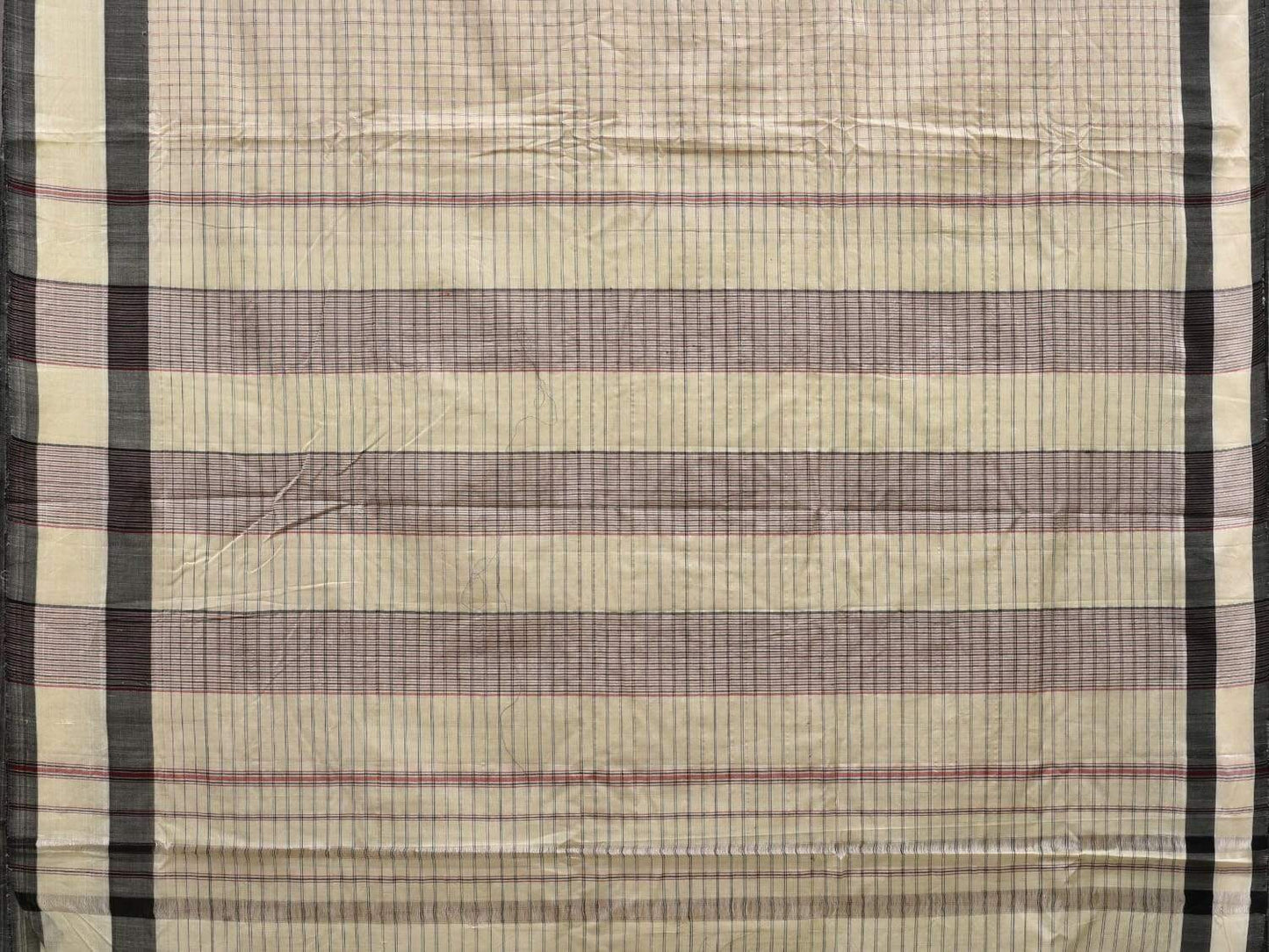 Light Yellow Cotton Handloom Saree with Checks Design o0293