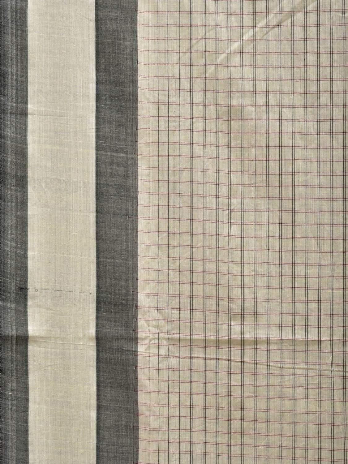 Light Yellow Cotton Handloom Saree with Checks Design o0293