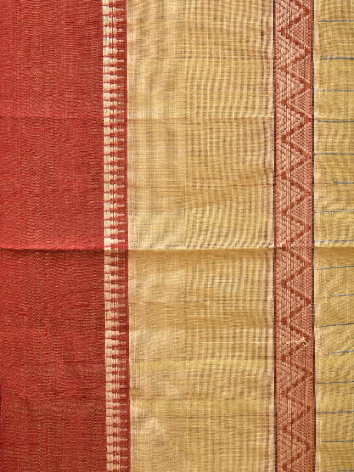Light Yellow Narayanpet Cotton Handloom Saree with Strips Design No Blouse np0775