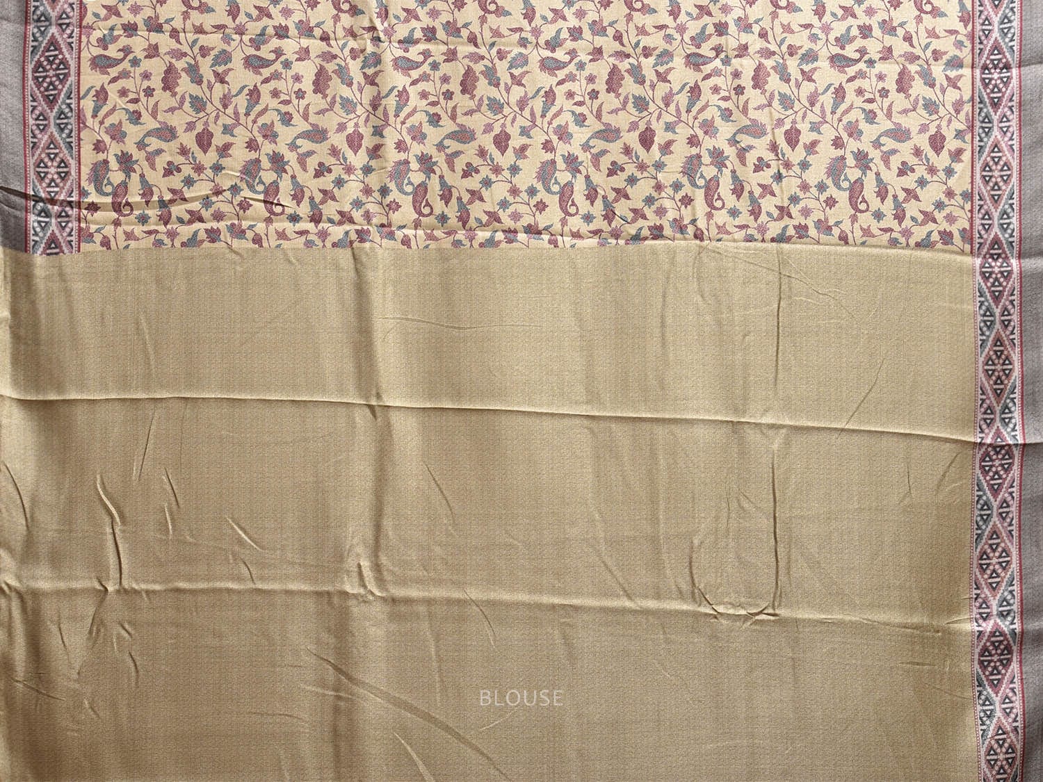 Light Yellow Pashmina Print Viscose Twill Saree with All Over Floral and Pallu Design o0663