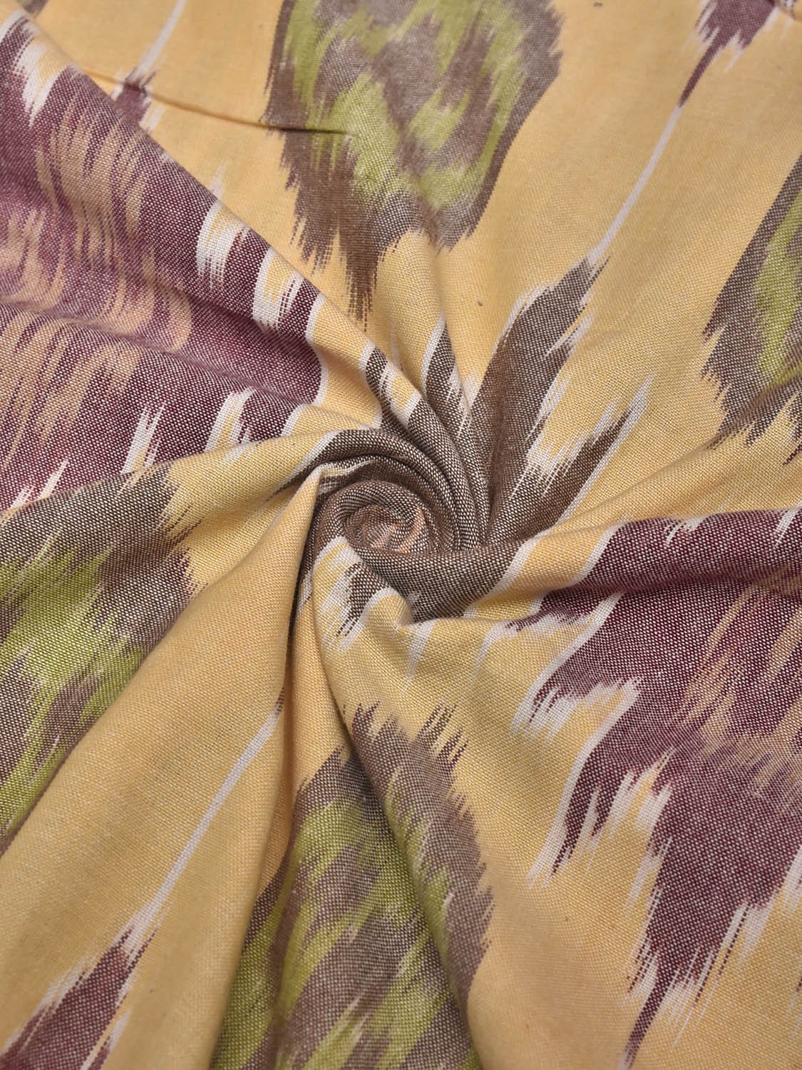 Light Yellow Pochampally Ikat Cotton Handloom Blouse with Strips Design Length 1mt Width 44 Inches BL0164