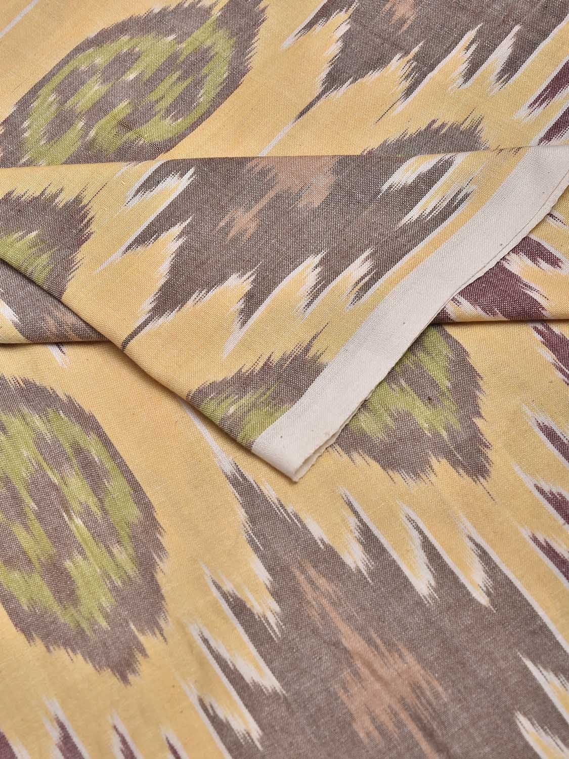 Light Yellow Pochampally Ikat Cotton Handloom Blouse with Strips Design Length 1mt Width 44 Inches BL0164