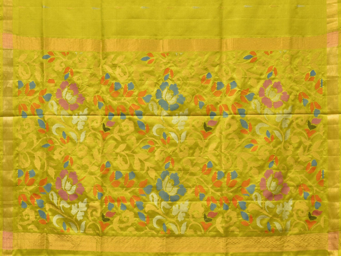 Lime Green Uppada Silk Handloom Saree with Floral Pallu Design u2178