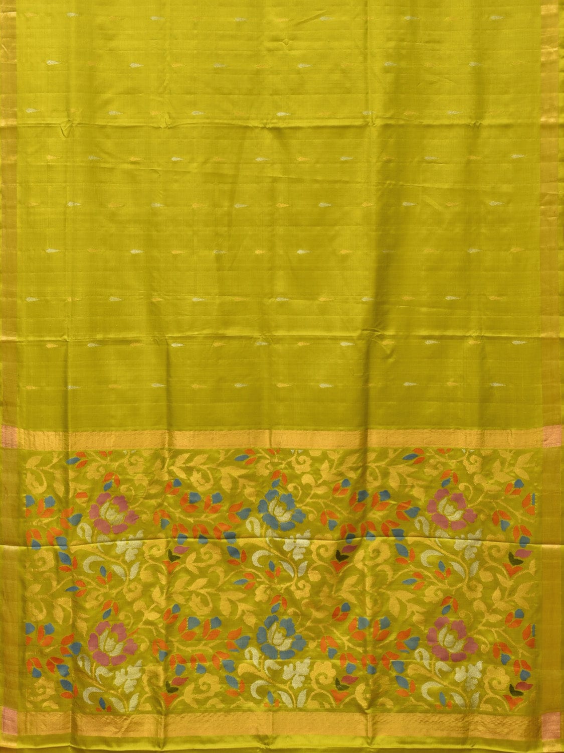 Lime Green Uppada Silk Handloom Saree with Floral Pallu Design u2178
