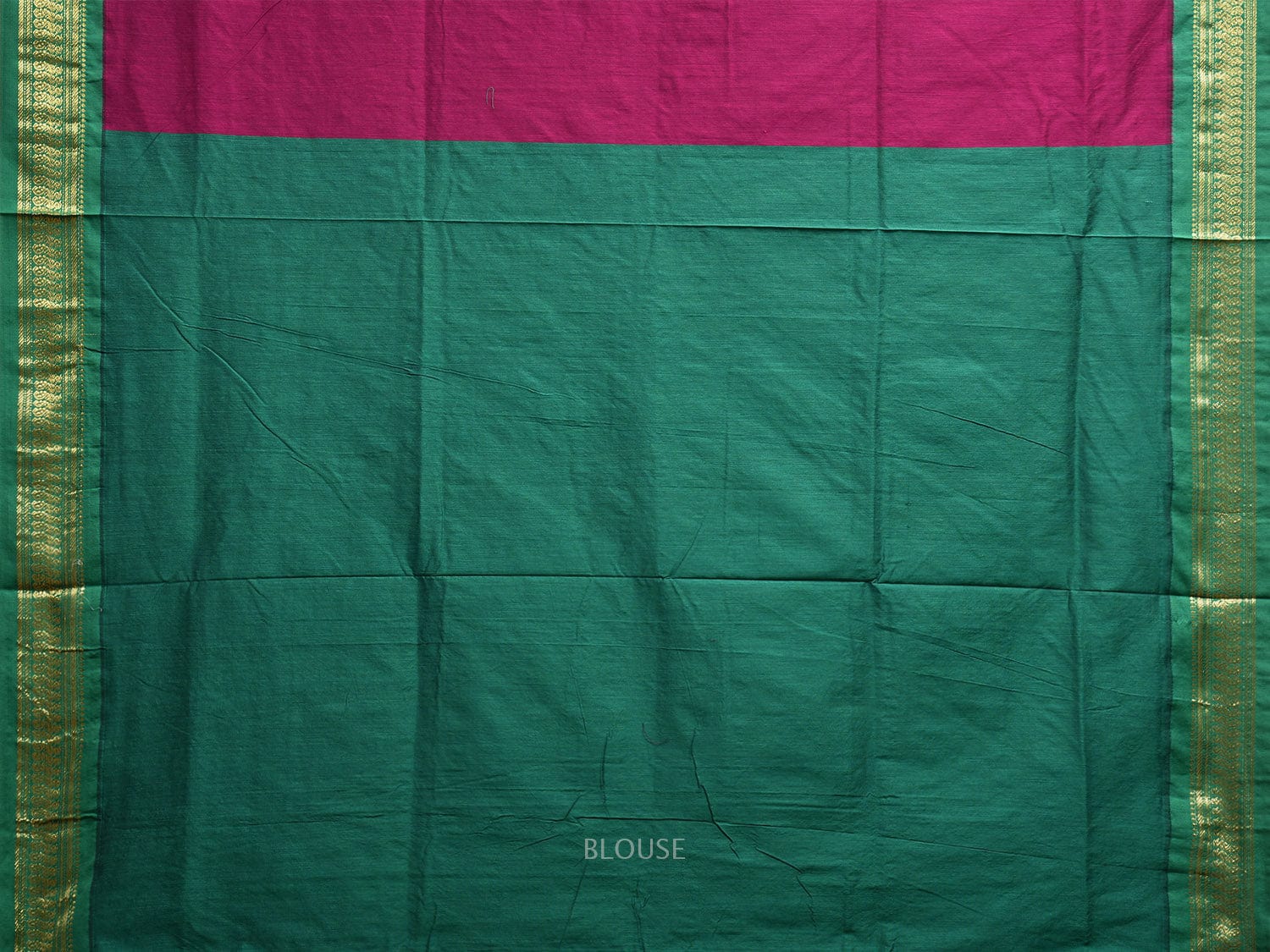 Magenta and Green Gadwal Cotton Viscose Saree with Border and Pallu Design g0460
