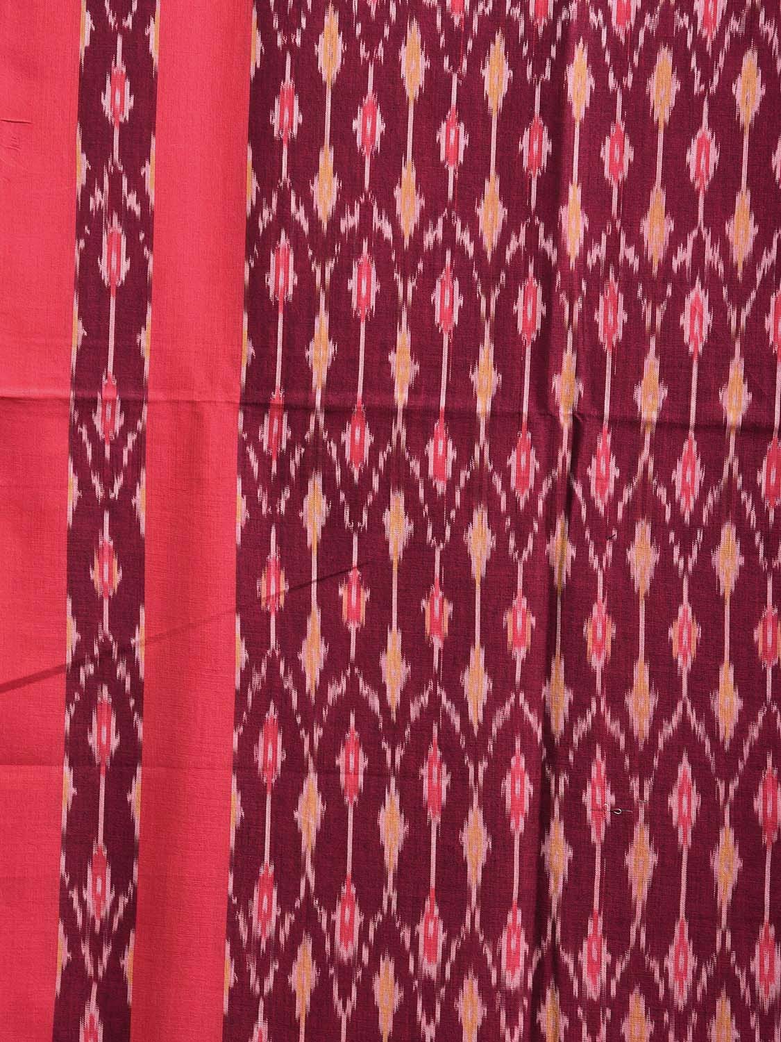 Magenta and Red Pochampally Ikat Cotton Handloom Saree with All Over Grill Body and Zig-Zag Pallu Design No Blouse i0903
