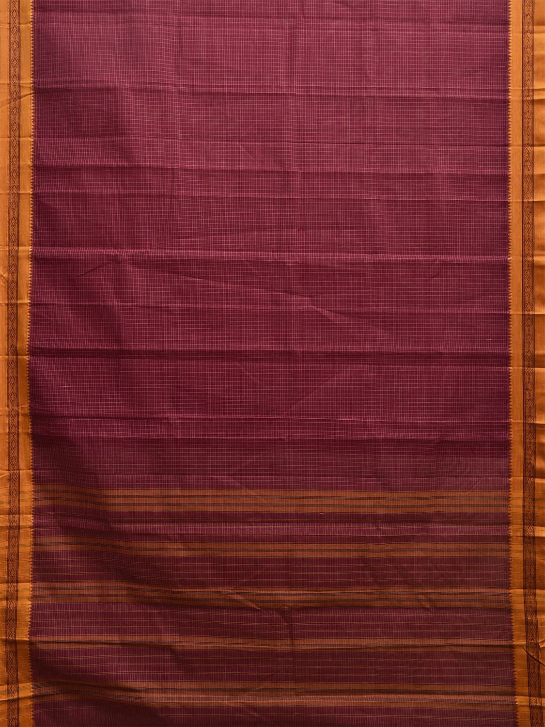 Magenta and Yellow Narayanpet Cotton Handloom Saree with Checks Design No Blouse np1142