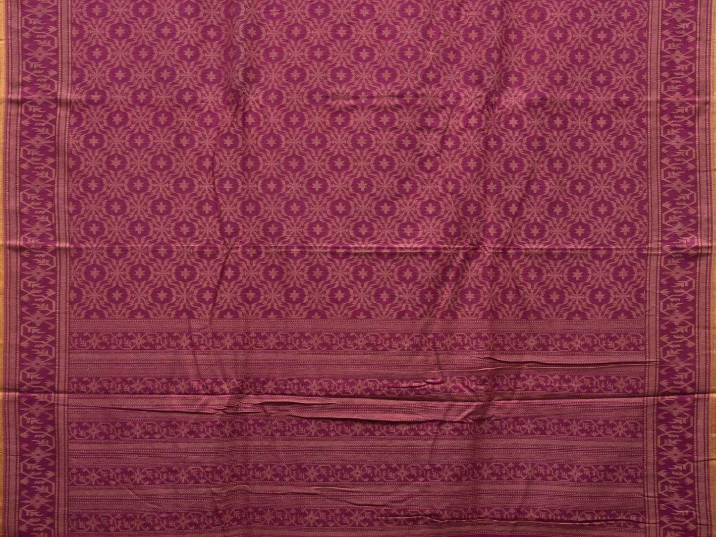 Magenta Banaras Cotton Handloom Saree with Grill Cut Work Design b0294