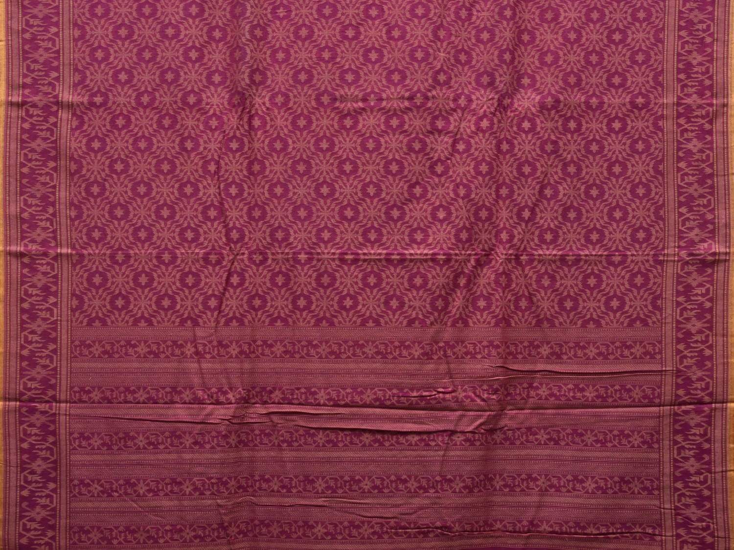 Magenta Banaras Cotton Handloom Saree with Grill Cut Work Design b0294