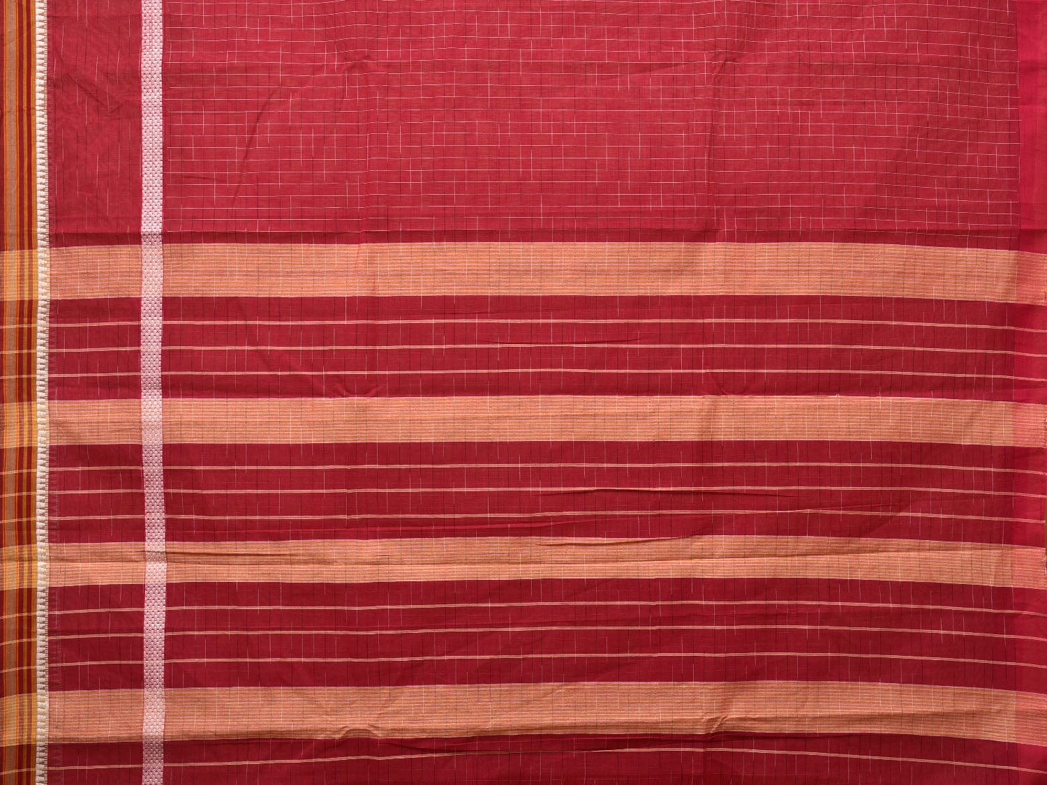 Magenta Narayanpet Cotton Handloom Saree with Checks Design No Blouse np0661