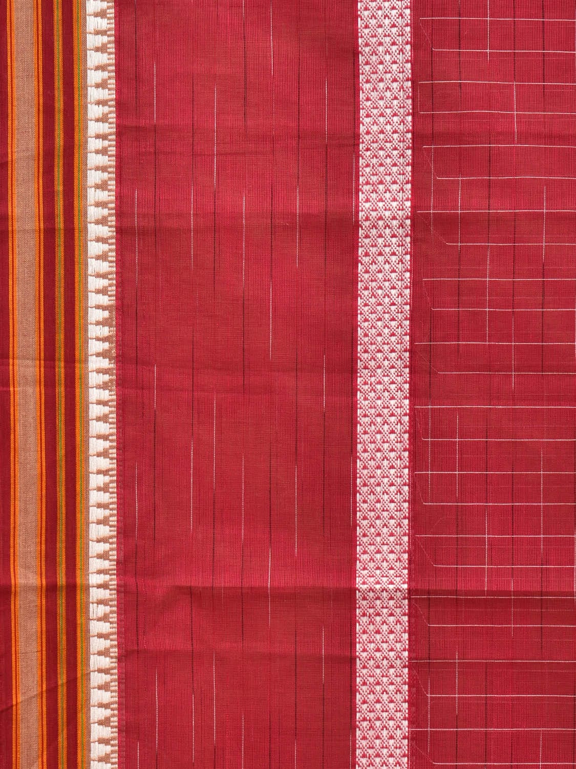 Magenta Narayanpet Cotton Handloom Saree with Checks Design No Blouse np0661