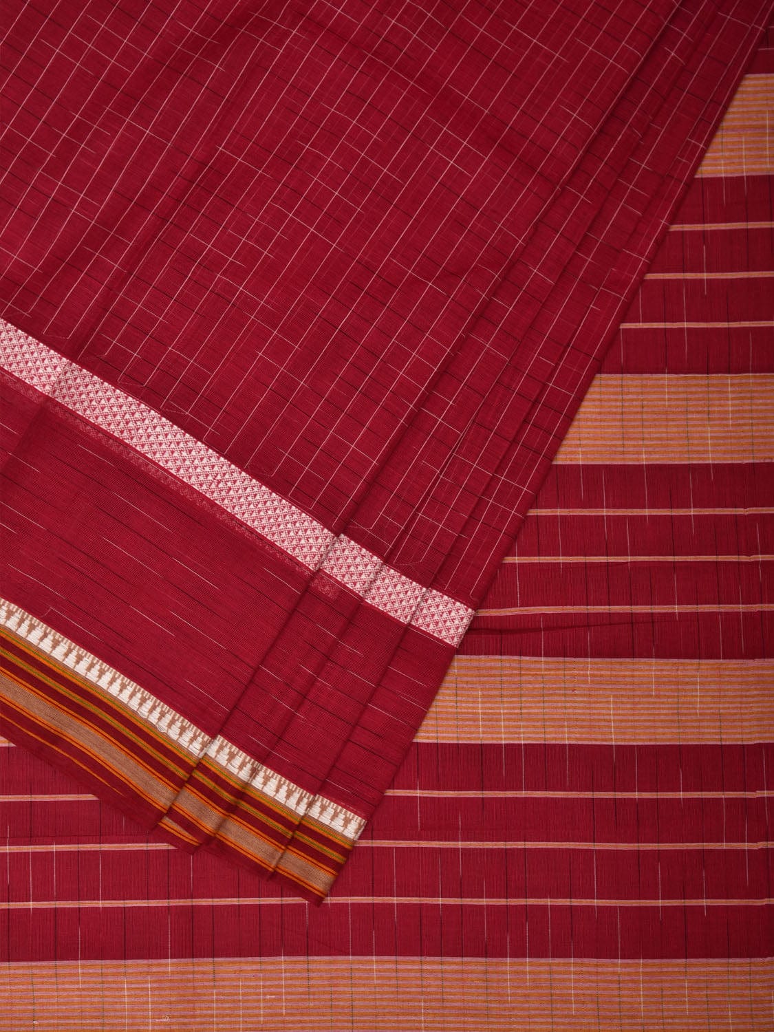 Magenta Narayanpet Cotton Handloom Saree with Checks Design No Blouse np0661