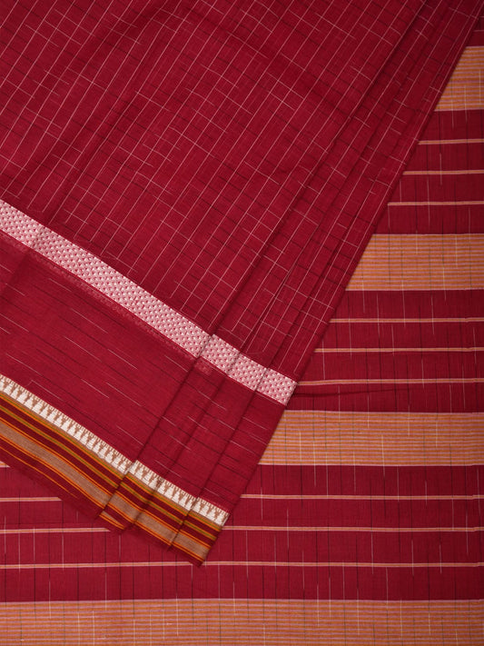 Magenta Narayanpet Cotton Handloom Saree with Checks Design No Blouse np0661