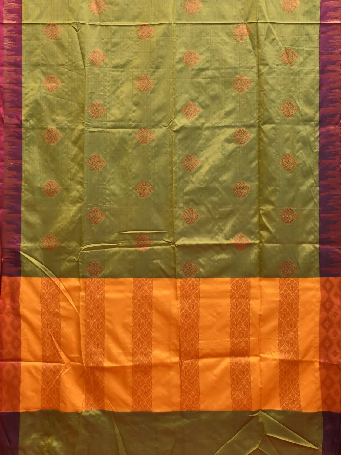Magenta Olive Katan Silk Saree with Border and Body Butta Design b0153ds