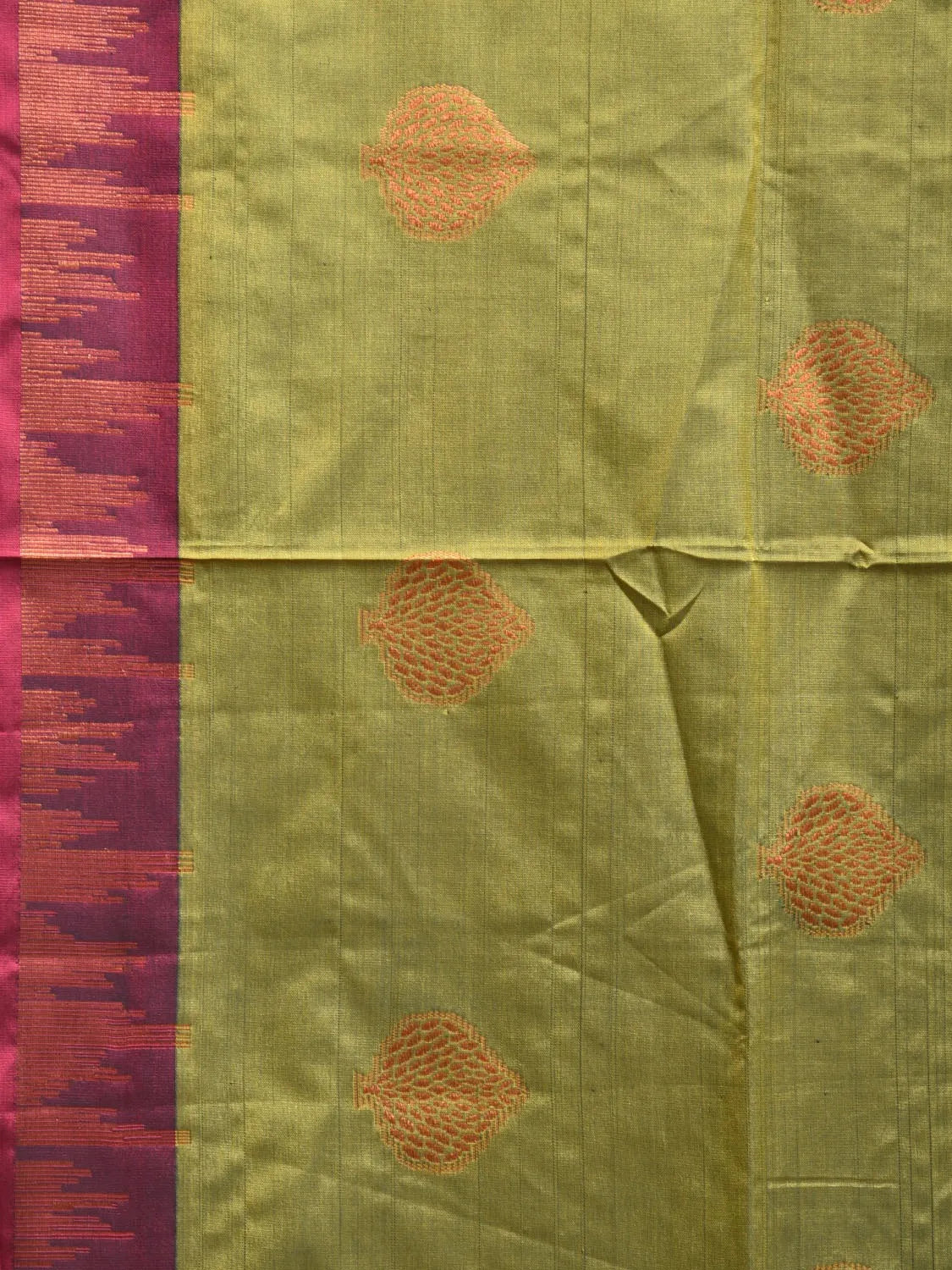 Magenta Olive Katan Silk Saree with Border and Body Butta Design b0153ds