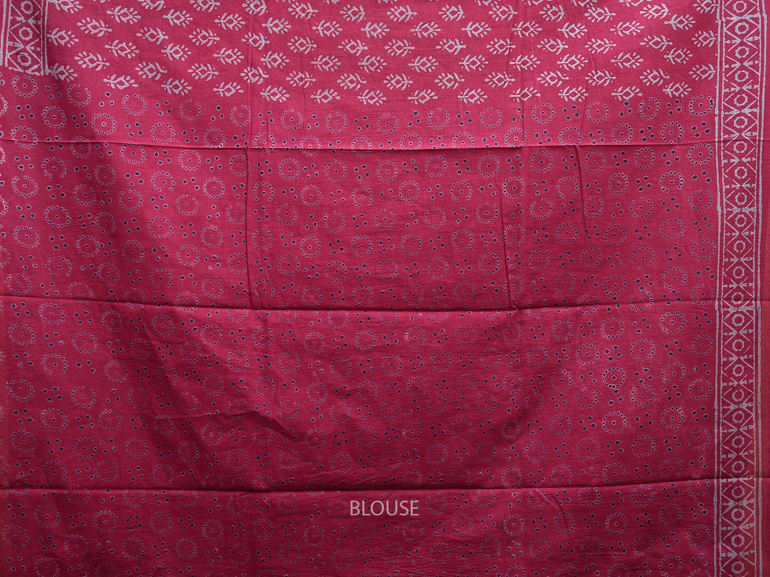 Magenta Pedana Block Print Cotton Saree with Buta, Border and Pallu Design o0532
