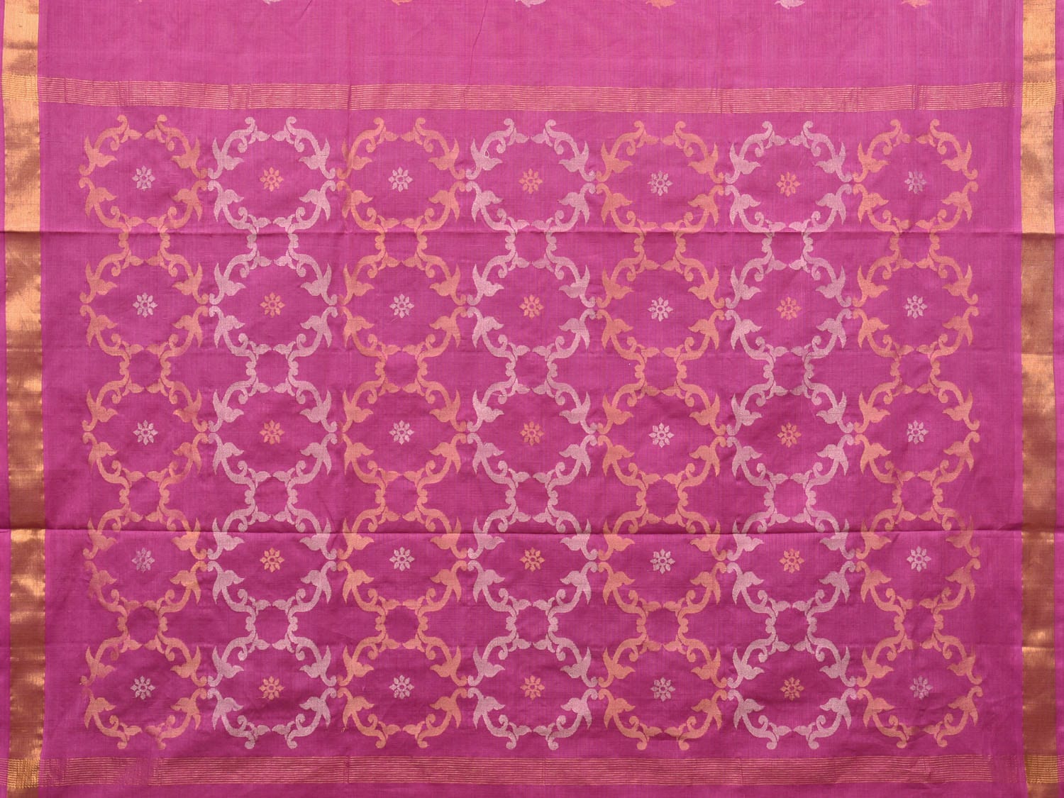 Magenta Uppada Cotton Handloom Saree with Grill Pallu Design u1979