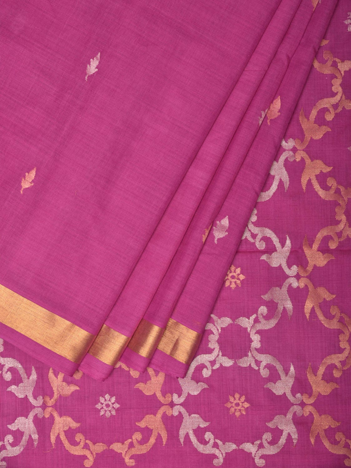 Magenta Uppada Cotton Handloom Saree with Grill Pallu Design u1979